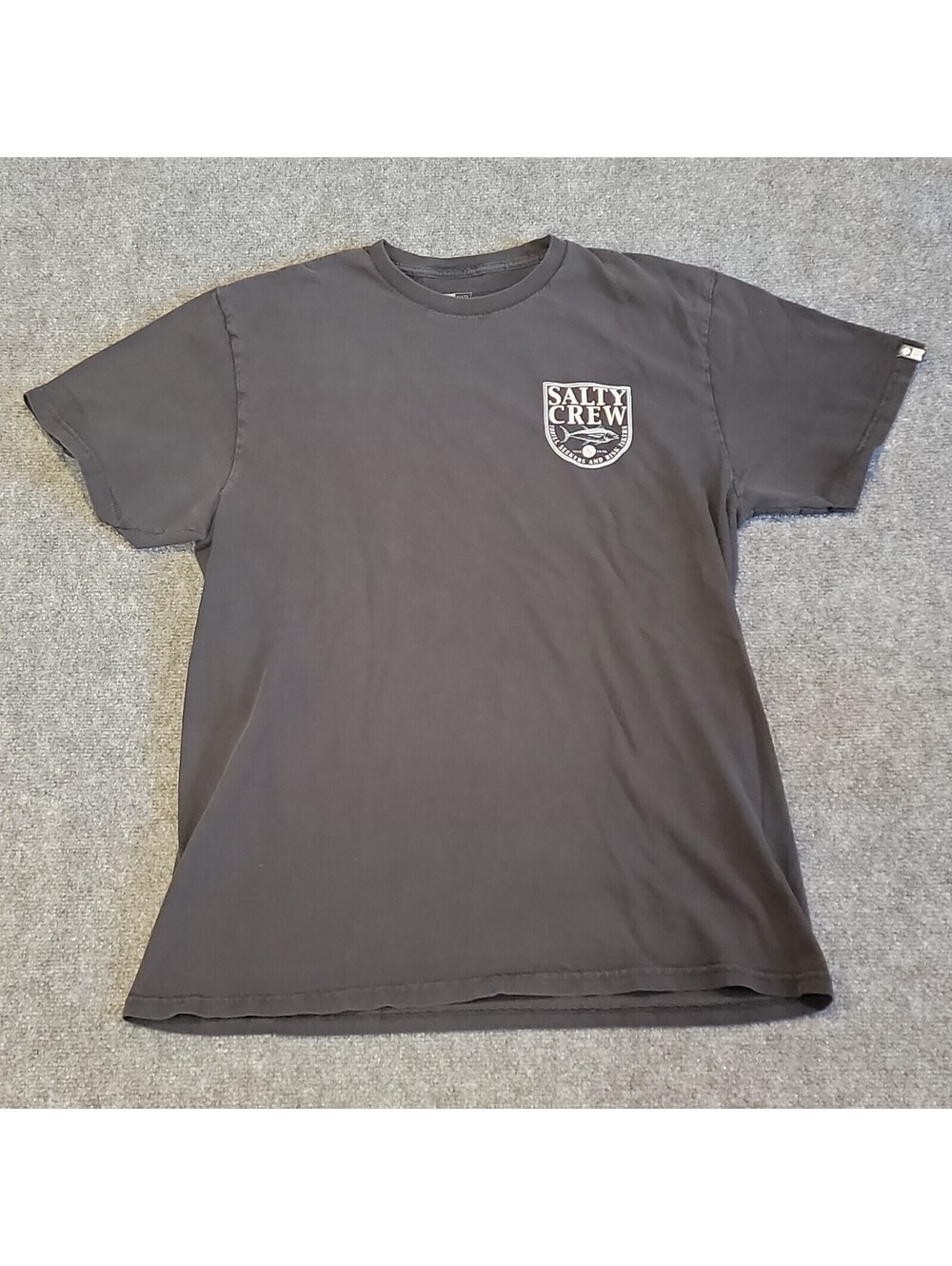 Salty Crew Alpha Fishing T Shirt Mens Size Large Black Short Sleeve Graphic 468
